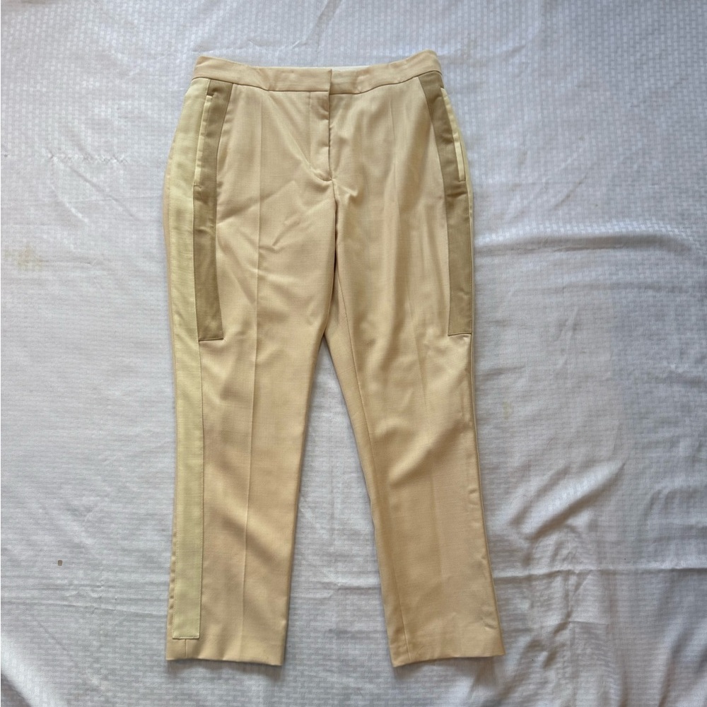 Burberry ladies tailored trouser in buttermilk with side stripe detail.